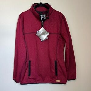 Powder River Outfitters Panhandle Womens 1/4 Zip Pullover Burgundy Pockets Large